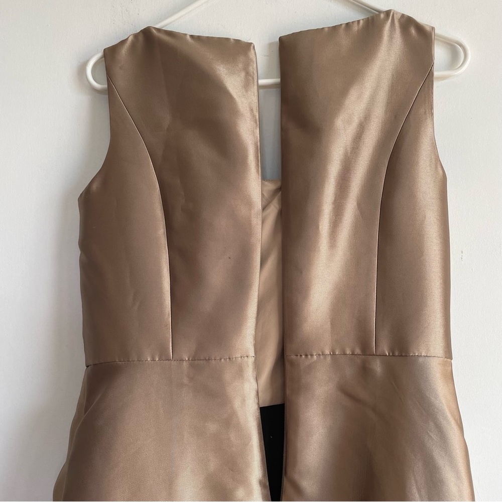 Kay Unger Sophie Jumpsuit Light Gold Dress Black Pants Sleeveless Formal Gown 8 - Picture 8 of 12